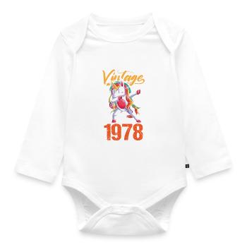 Birthday 1978 78 Unicorn Dab Vintage Gift - Organic Longsleeve Baby Bodysuit - white - Front