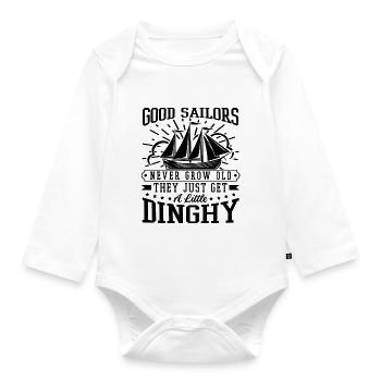Sailors Never Grow Old Little Dinghy Funny Sailing - Organic Longsleeve Baby Bodysuit - white - Front