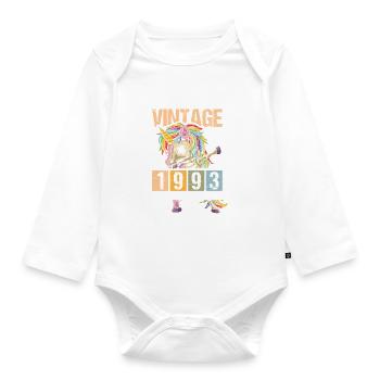 Birthday 1993 93 Unicorn Dab Vintage Gift - Organic Longsleeve Baby Bodysuit - white - Front