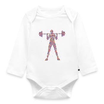 Weights Bodybuilding Fitness - Organic Longsleeve Baby Bodysuit - white - Front