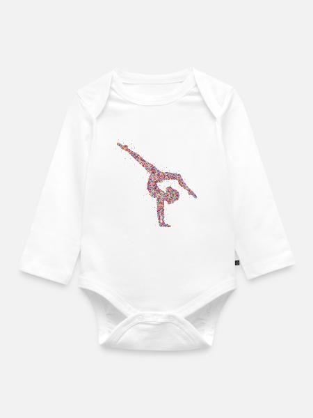 Turnen Gymnastik Turnerin - Baby Bio-Langarm-Body - Weiß
