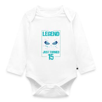 15th Birthday Cat Eyes Cats Gift - Organic Longsleeve Baby Bodysuit - white - Front