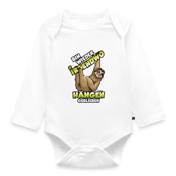 Lustiges Faultier mit Spruch - Baby Bio-Langarm-Body - Weiß - Vorne