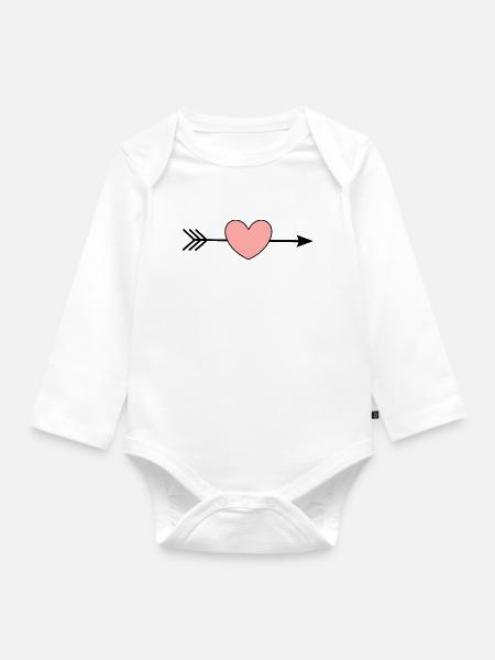 rosa Herz Pfeil Herzen Geschenk Valentinstag - Baby Bio-Langarm-Body - Weiß