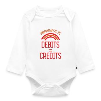 Happiness Is Debits Equals Credits 7 - Organic Longsleeve Baby Bodysuit - white - Front