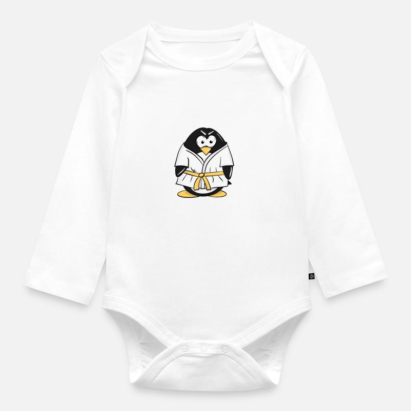 Linux Pinguin installiert seine Ninja Skills mit - Baby Bio-Langarm-Body - Weiß