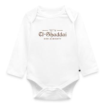 El Shaddai - Gott, der Allmächtige - Christliche Kleidung - Baby Bio-Langarm-Body - Weiß - Vorne