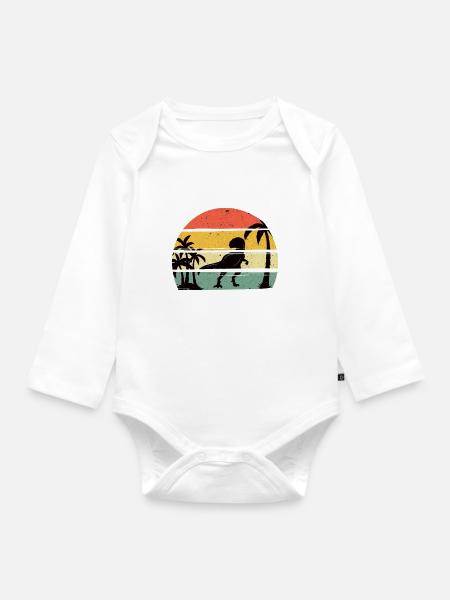 Papa Saurus Rex - Baby Bio-Langarm-Body - Weiß