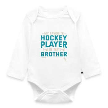 Hockey sur glace Bâton de rondelle sports de glace hockey sur glace - Body Bébé bio manches longues - blanc - Devant