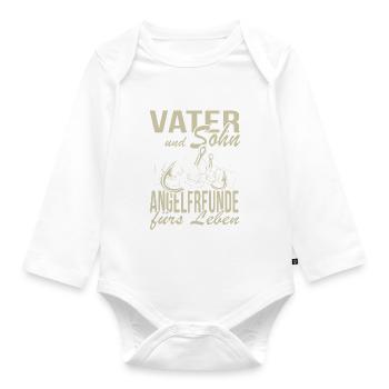 Vater und Sohn Angelfreunde fürs Leben - Baby Bio-Langarm-Body - Weiß - Vorne