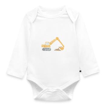 Endlich 10 Zehnter Geburtstag Bagger - Baby Bio-Langarm-Body - Weiß - Vorne