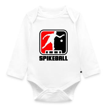 Farben änderbar | Roundnet Spike Ball Spikeball - Baby Bio-Langarm-Body - Weiß - Vorne