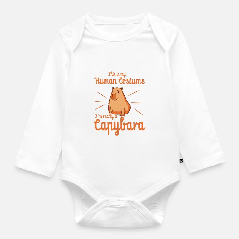 Capybara - Baby Bio-Langarm-Body - Weiß