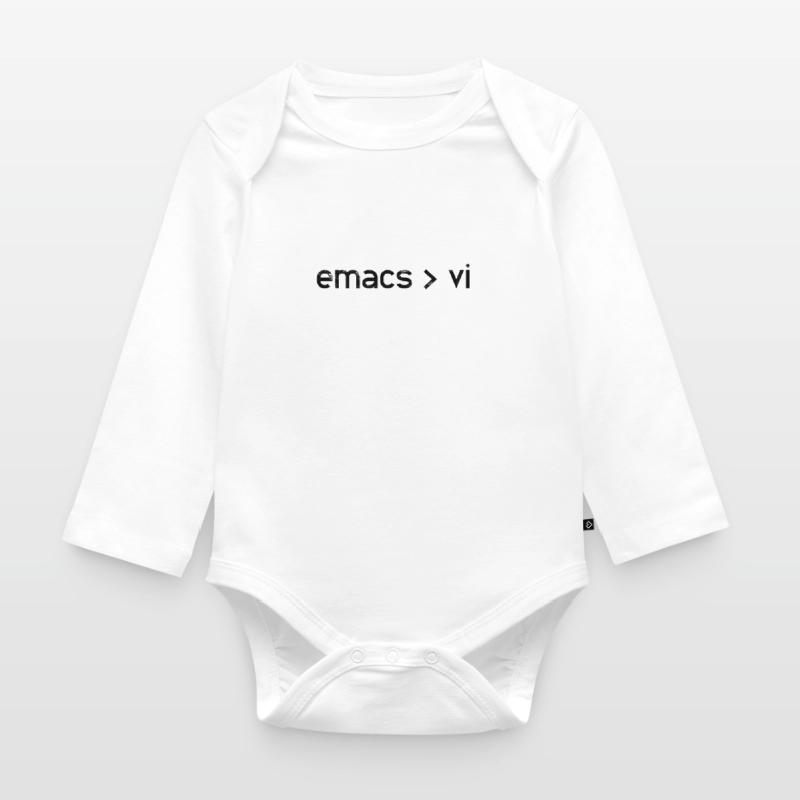 Emacs > Vi - Computer Programmer Developer Organic Longsleeve Baby Bodysuit