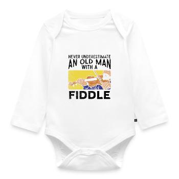 Violinist Old Man - Organic Longsleeve Baby Bodysuit - white - Front