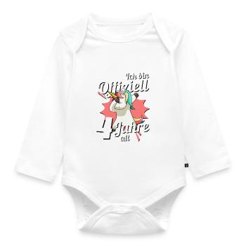 4. Geburtstag Dabbendes Einhorn Kindergeburtstag - Baby Bio-Langarm-Body - Weiß - Vorne