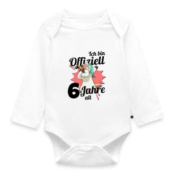 6. Geburtstag Dabbendes Einhorn Kindergeburtstag - Baby Bio-Langarm-Body - Weiß - Vorne