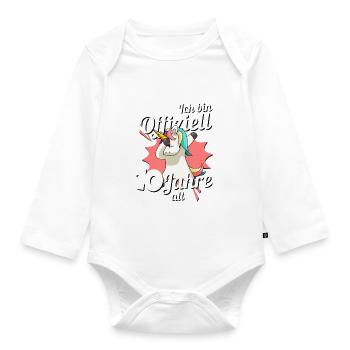 10. Geburtstag Dabbendes Einhorn Kindergeburtstag - Baby Bio-Langarm-Body - Weiß - Vorne
