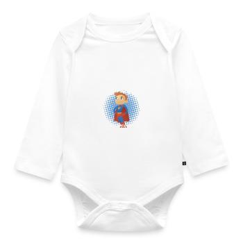 Echte Superhelden wurden im Februar geboren Junge - Baby Bio-Langarm-Body - Weiß - Vorne