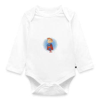 Echte Superhelden wurden im März geboren Junge - Baby Bio-Langarm-Body - Weiß - Vorne