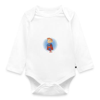 Echte Superhelden wurden im Oktober geboren Junge - Baby Bio-Langarm-Body - Weiß - Vorne