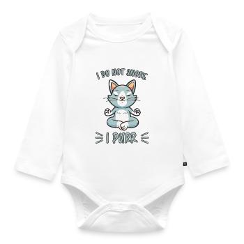 Purring Snoring Funny Saying Cat Gift - Organic Longsleeve Baby Bodysuit - white - Front