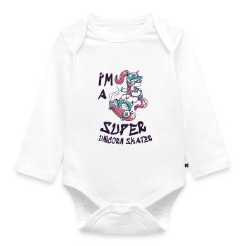 I'm a super unicorn skater - Body Bébé bio manches longues - blanc - Devant