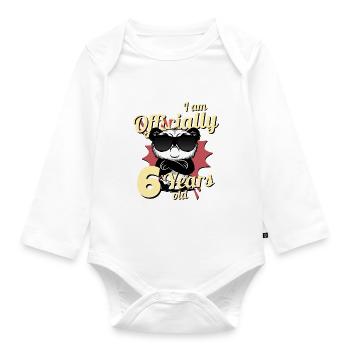 J’ai officiellement 6 ans - Panda Birthday - Body Bébé bio manches longues - blanc - Devant