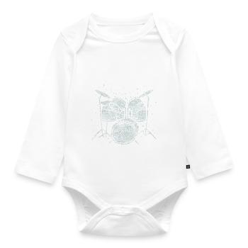 Drummer Girl Schlagzeugerin Trommlerin - Organic Longsleeve Baby Bodysuit - white - Front