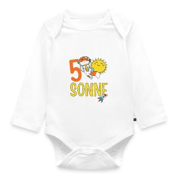 Süßer Fuchs Astronaut 5. Geburtstag Sonne Rakete - Baby Bio-Langarm-Body - Weiß - Vorne