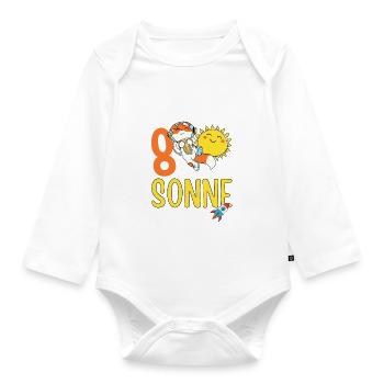 Süßer Fuchs Astronaut 8. Geburtstag Sonne Rakete - Baby Bio-Langarm-Body - Weiß - Vorne
