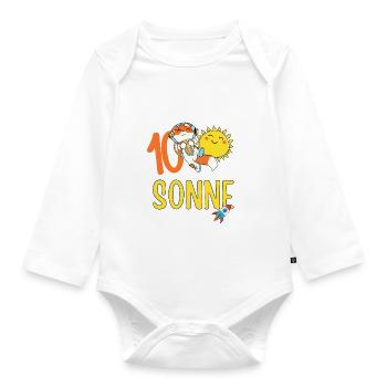 Süßer Fuchs Astronaut 10. Geburtstag Sonne Rakete - Baby Bio-Langarm-Body - Weiß - Vorne