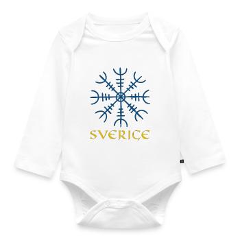 Wikinger Kompass Vegvisir Schwede Sverige Geschenk - Baby Bio-Langarm-Body - Weiß - Vorne
