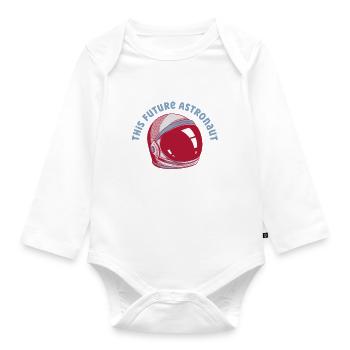 This future astronaut is 9 years old - Organic Longsleeve Baby Bodysuit - white - Front