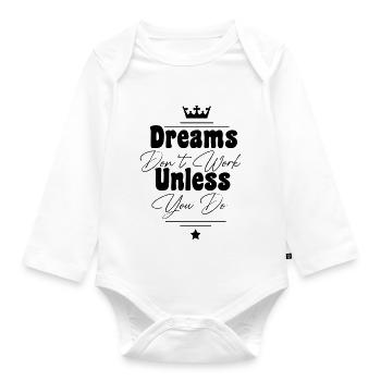 dream design black - Organic Longsleeve Baby Bodysuit - white - Front