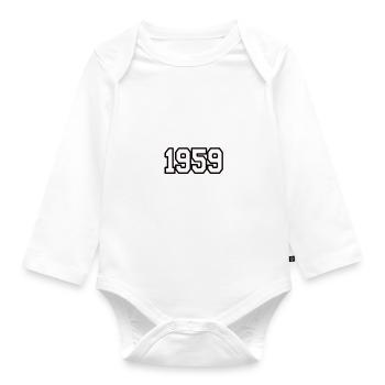 Vintage Made In 1959 Original Part Geburtstag 1959 - Baby Bio-Langarm-Body - Weiß - Vorne