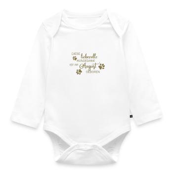 August Geburtstag Hundedame Frauchen Hund - Baby Bio-Langarm-Body - Weiß - Vorne