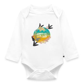HENRY - Beau nom de garçon avec de mignons dinosaures - Body Bébé bio manches longues - blanc - Devant