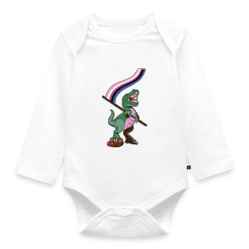 LGBTQ Flag - Dinosaur Sexual Fluid - Organic Longsleeve Baby Bodysuit - white - Front