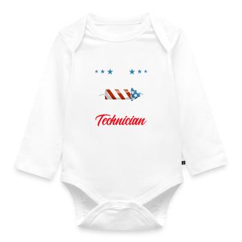 Funny fireworks pyrotechnician saying - Organic Longsleeve Baby Bodysuit - white - Front