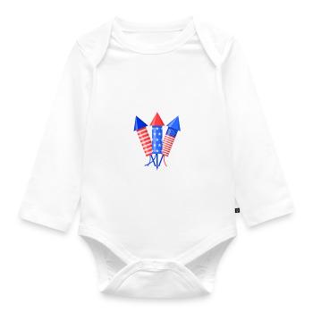 Funny fireworks pyrotechnician saying - Organic Longsleeve Baby Bodysuit - white - Front