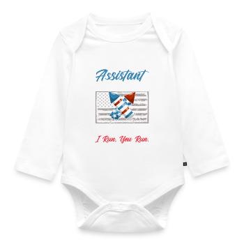 Funny fireworks pyrotechnician saying - Organic Longsleeve Baby Bodysuit - white - Front
