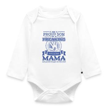Familie Mama Sohn Tshirt - Baby Bio-Langarm-Body - Weiß - Vorne