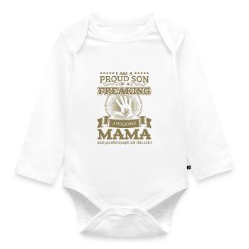 Familie Mama Sohn Tshirt - Baby Bio-Langarm-Body - Weiß - Vorne