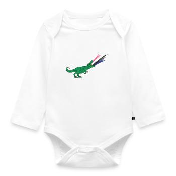 LGBTQ Gender Fluid Flag - Dinosaurs - Organic Longsleeve Baby Bodysuit - white - Front