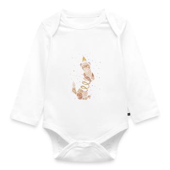 Geburtstagskind Frettchen Geburtstag - Baby Bio-Langarm-Body - Weiß - Vorne