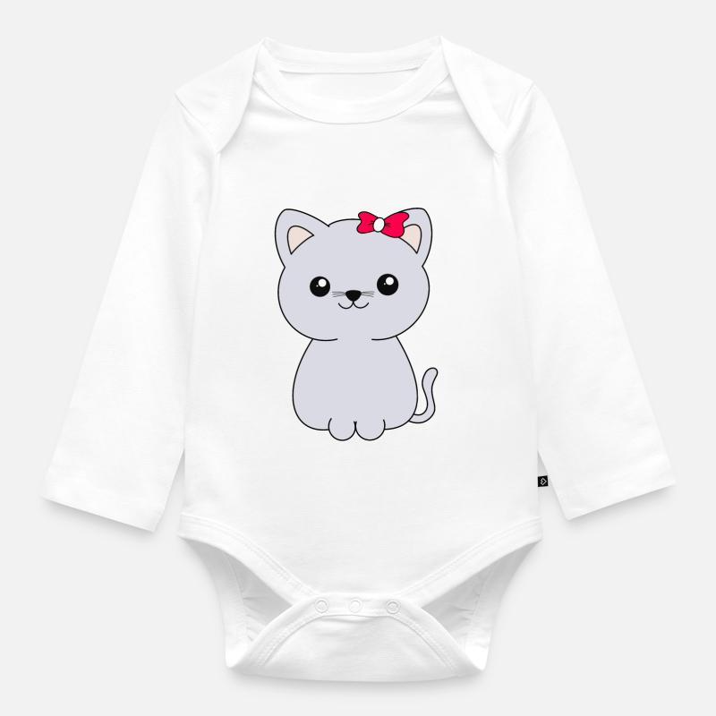 Chat - Body Bébé bio manches longues - blanc