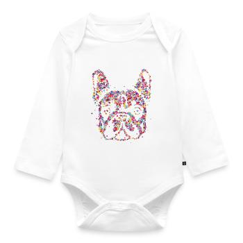 Français Bulldog Frechie Chien Maman - Body Bébé bio manches longues - blanc - Devant