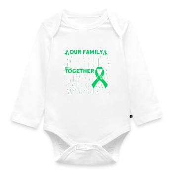 Our family fights liver cancer together - Organic Longsleeve Baby Bodysuit - white - Front