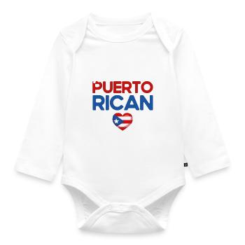 Ganz puerto-ricanische Mama Puerto Rico Mutter - Baby Bio-Langarm-Body - Weiß - Vorne